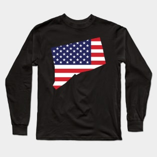 Connecticut State Shape Flag Background Long Sleeve T-Shirt